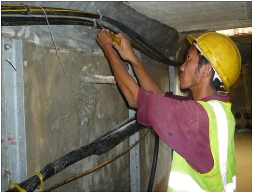 Installation Fiber Optic Cable in Manhole
